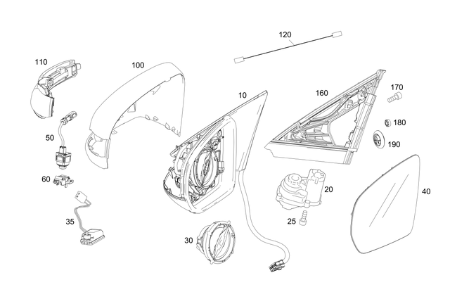 998100316 - Front Doors: Mirror Glass for Mercedes-Benz Image image