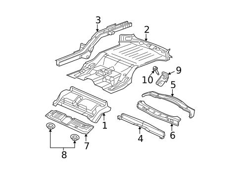 Rear Floor & Rails for 2008 Jeep Commander #0