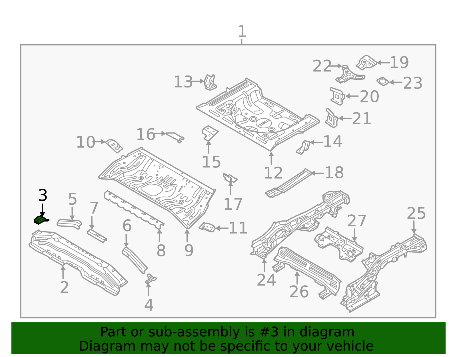2018-2020 Hyundai Elantra GT Floor Cross-Member Front Bracket 65829 ...
