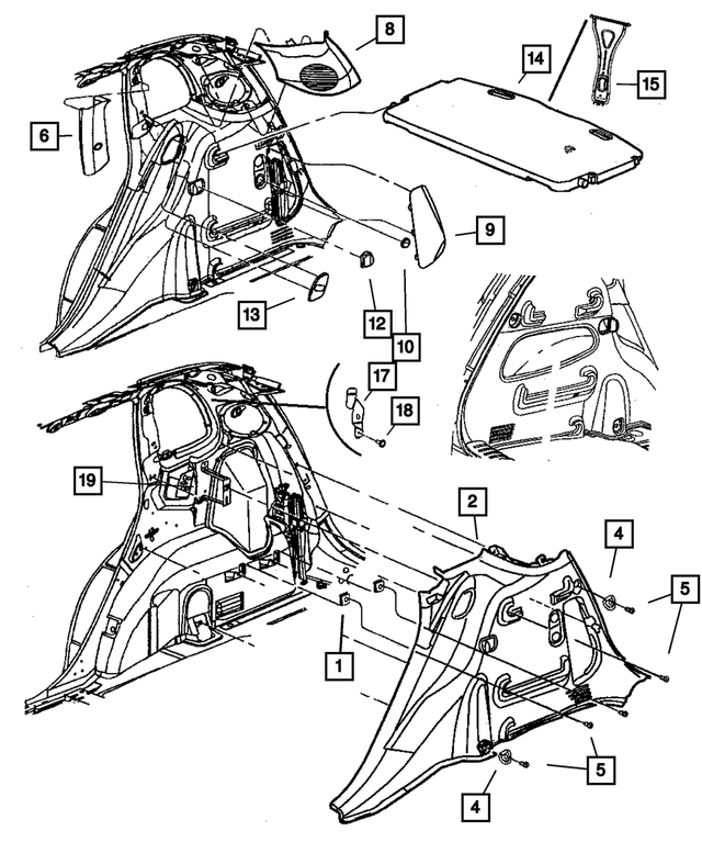 RJ75BDAAF - Interior Trim: Quarter Trim Panel, Left for Mopar Image