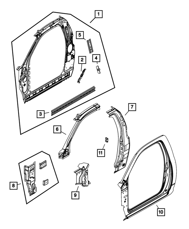 55372406AI - Body Sheet Metal Except Doors: Body Side Aperture Inner Panel, Right for Mopar Image