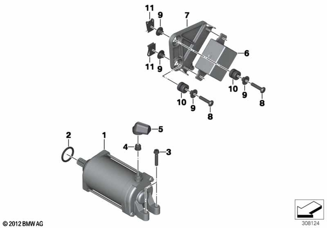 11447709449 - Engine Electrical System: Starter, Black -  for BMW-Motorrad Image