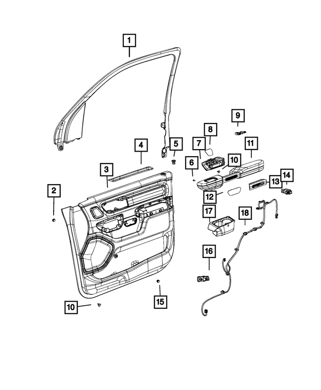 5YK44TX7AG - Interior Trim: Front Door Molding, Right for Mopar Image image