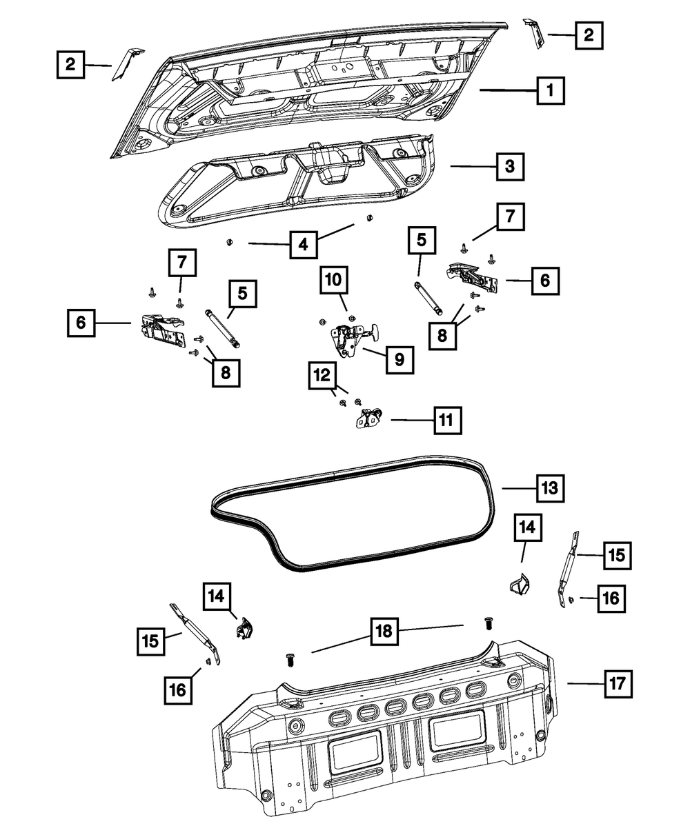 2008-2023 Dodge Challenger Deck Opening Lower Panel Brace, Right