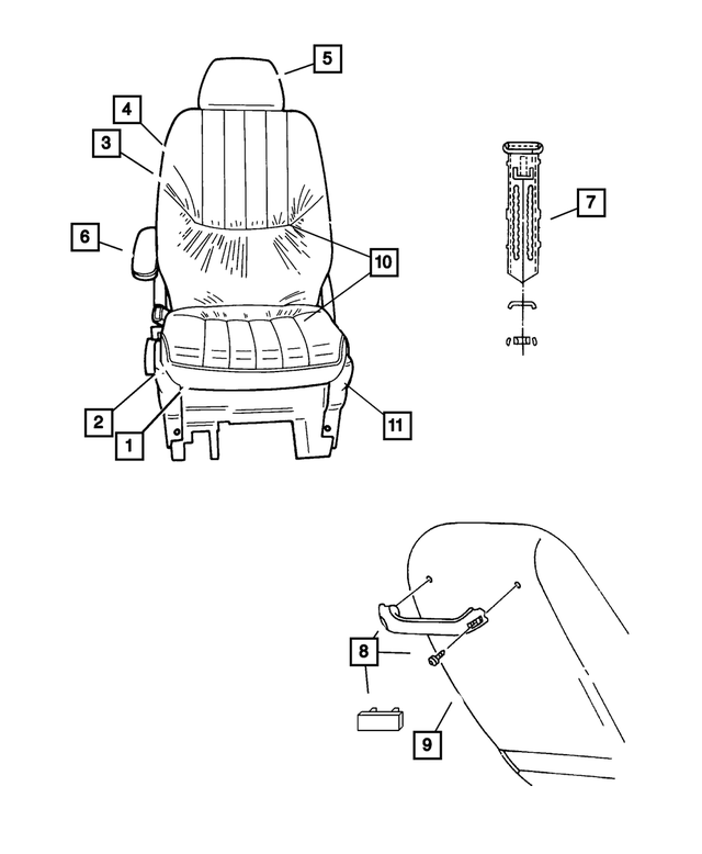 « 1AN461D5AB – Interior Trim : Siège Avant Coussin, Côté Droit pour Mopar Image »