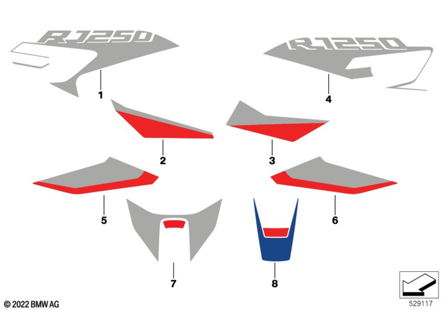 51147109175 - Body Equipment: Decor Side Trim Panel Top Left - Style sport for BMW-Motorrad Image image
