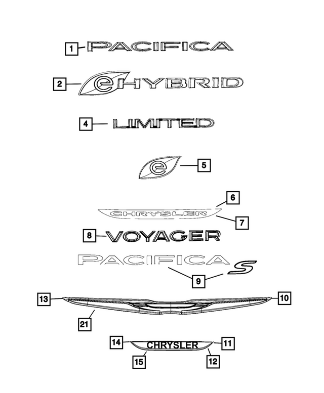 68265082AA - Exterior Ornamentation: Voyager Nameplate for Mopar Image image