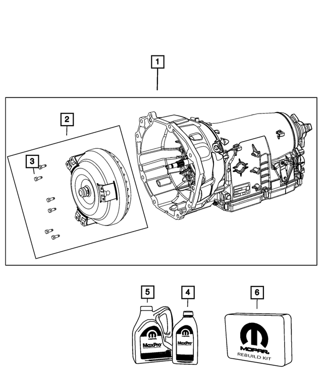 R8147484AG - NAG1; W5A580; 5-Speed; Automatic Transmission: With Torque Converter Transmission Kit, Remanufactured for Mopar Image