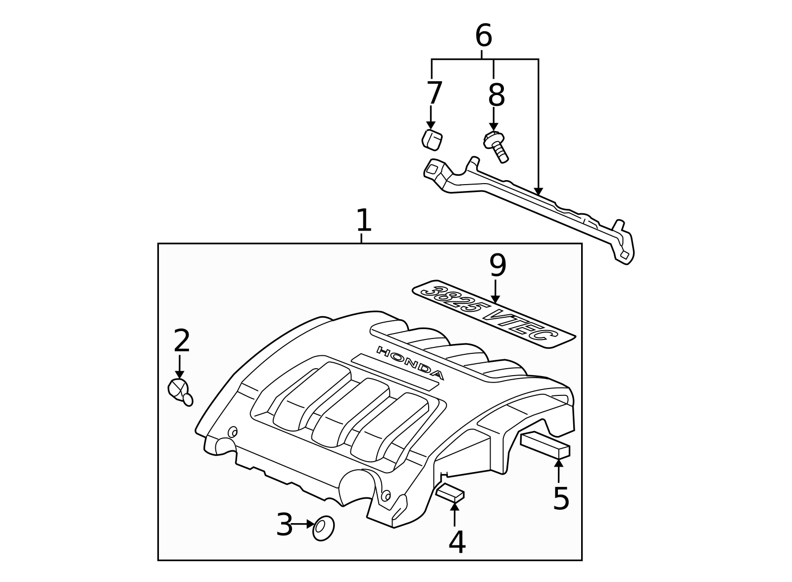17121-RGW-A00 - Cover Assembly, Engine 2008-2010 Honda Odyssey | Honda ...