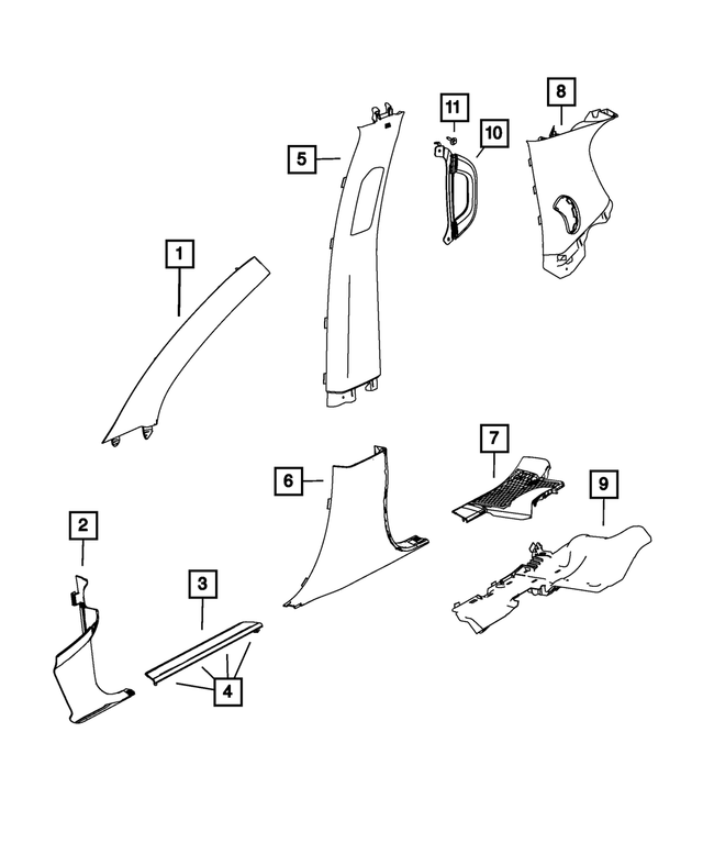6EK17DX9AA - Interior Trim: A Pillar Molding, Left for Mopar Image image