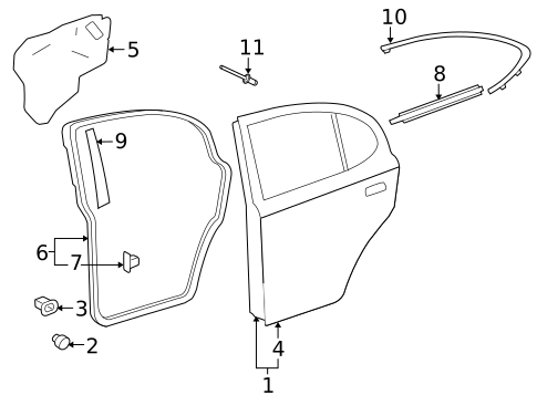 Exterior Trim - Rear Door for 2009 Lexus IS250 #0