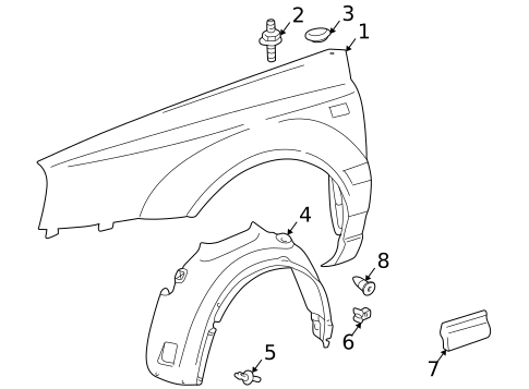 Exterior Trim - Fender for 2000 Volkswagen Cabrio #0