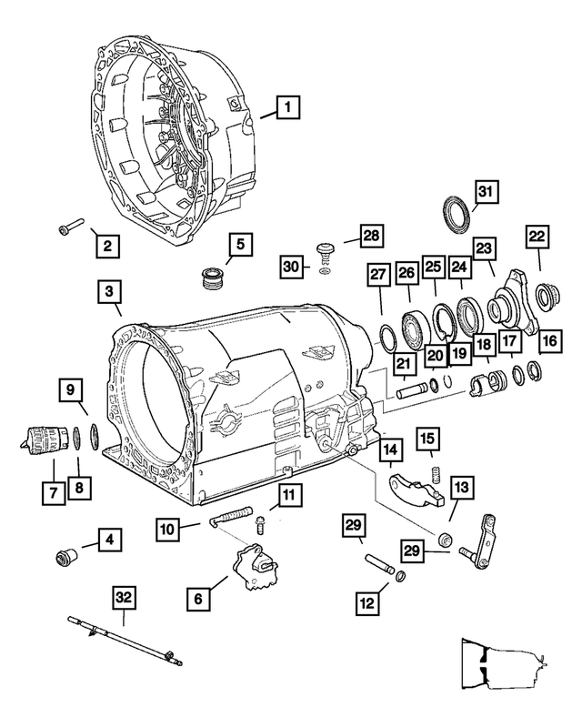 52108658AA - Automatic Transmission 5 Speed [DGJ]: Transmission Case for Mopar Image