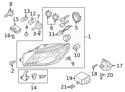 Headlamp Components for 2010 Volkswagen CC #0