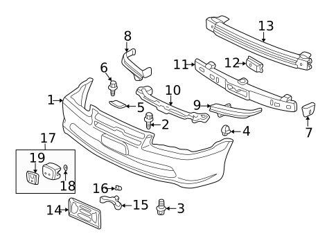 Bumper & Components - Front for 2000 Honda Accord #0