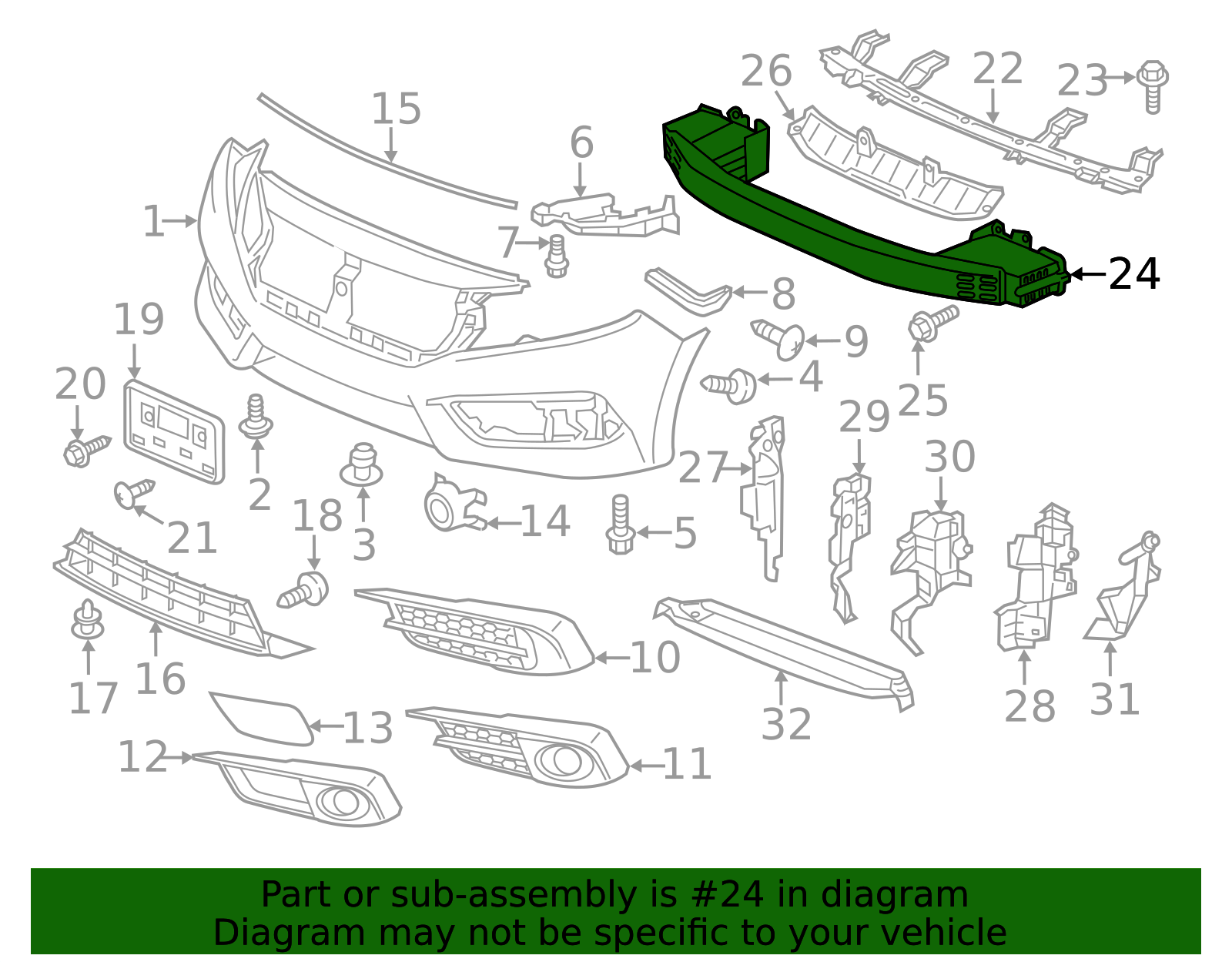 71130-TGG-A00 - 2016-2019 Honda Civic - Beam Front Bumper