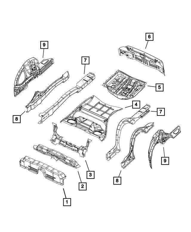 5112809AF - Body Sheet Metal Except Doors: Floor Pan Crossmember for Mopar Image