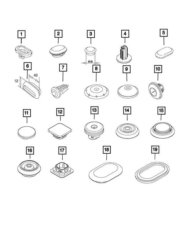 68122054AA - Body Sheet Metal Except Doors: Plug for Mopar Image