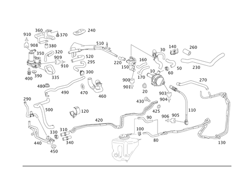 Heating Water Lines for a/C System in Rear and Aux. Heater or Heater Booster for 2010 Mercedes-Benz S550 #0