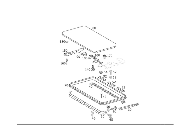 1267821224 - Sliding Roof: Rail for Mercedes-Benz: 300SD, 300SE, 300SEL, 400SE, 400SEL, 500SEL, 560SEL, 600SEL, G55 AMG, G550, G550 4x4, G63 AMG, G65 AMG, S420 Image image