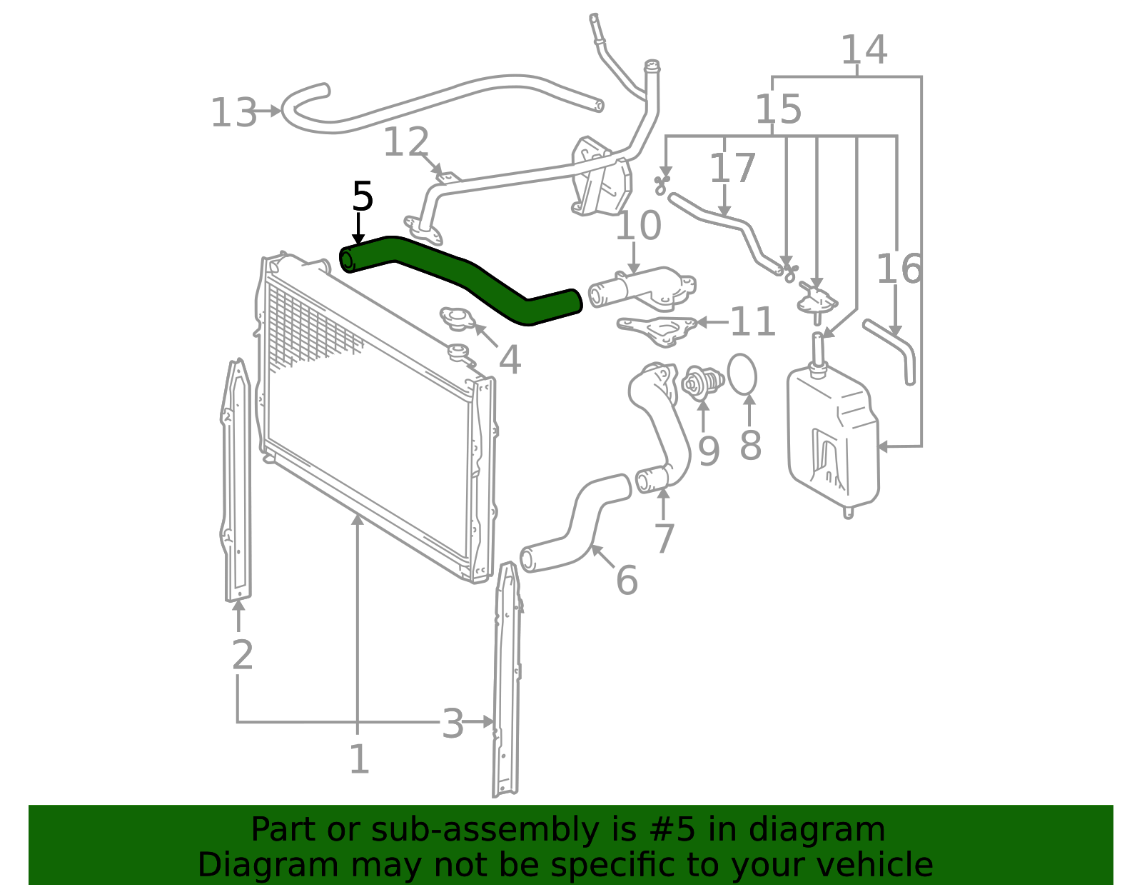 16571-62070 - Radiator Coolant Hose 1995-2004 Toyota | Longo Toyota Parts
