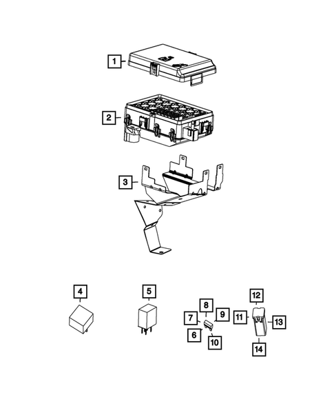 Power Distribution Center, Fuse Block, Junction Block, Relays and Fuses for 2013 Chrysler 300 #0