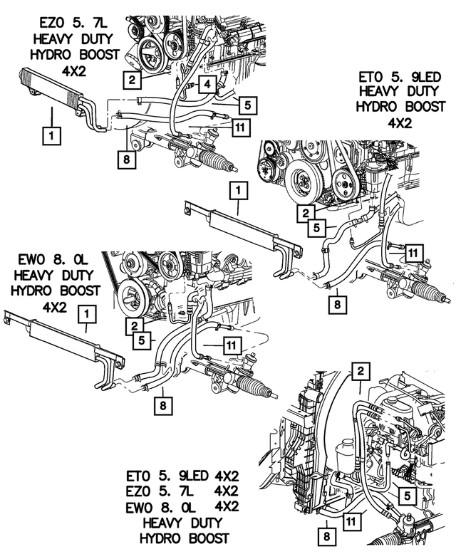 68164559AA - Steering: Power Steering Pressure Hose for Mopar Image image