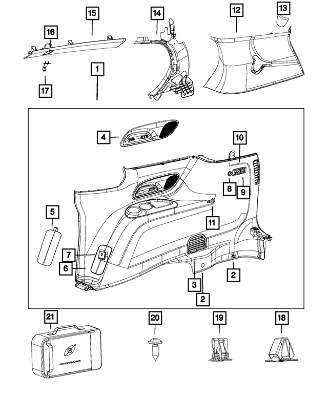 5SC26PD2AL - Interior Trim: Quarter Trim Panel, Right for Mopar Image