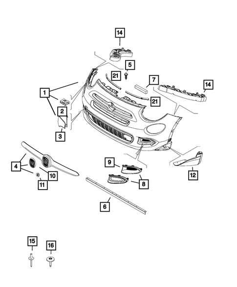 Front Bumper and Fascia for 2016 Fiat 500X #0