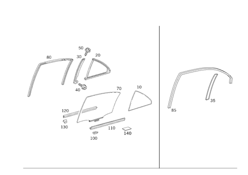 Rear Door Windows for 1999 Mercedes-Benz E430 #2