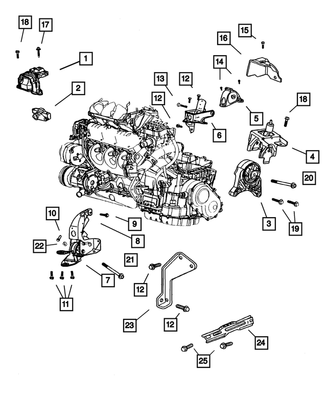 4861271AB - Engine Mounting: Engine Mount Support, Right for Mopar Image image