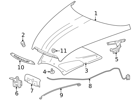 Exterior Trim - Hood for 2005 Chevrolet SSR #0