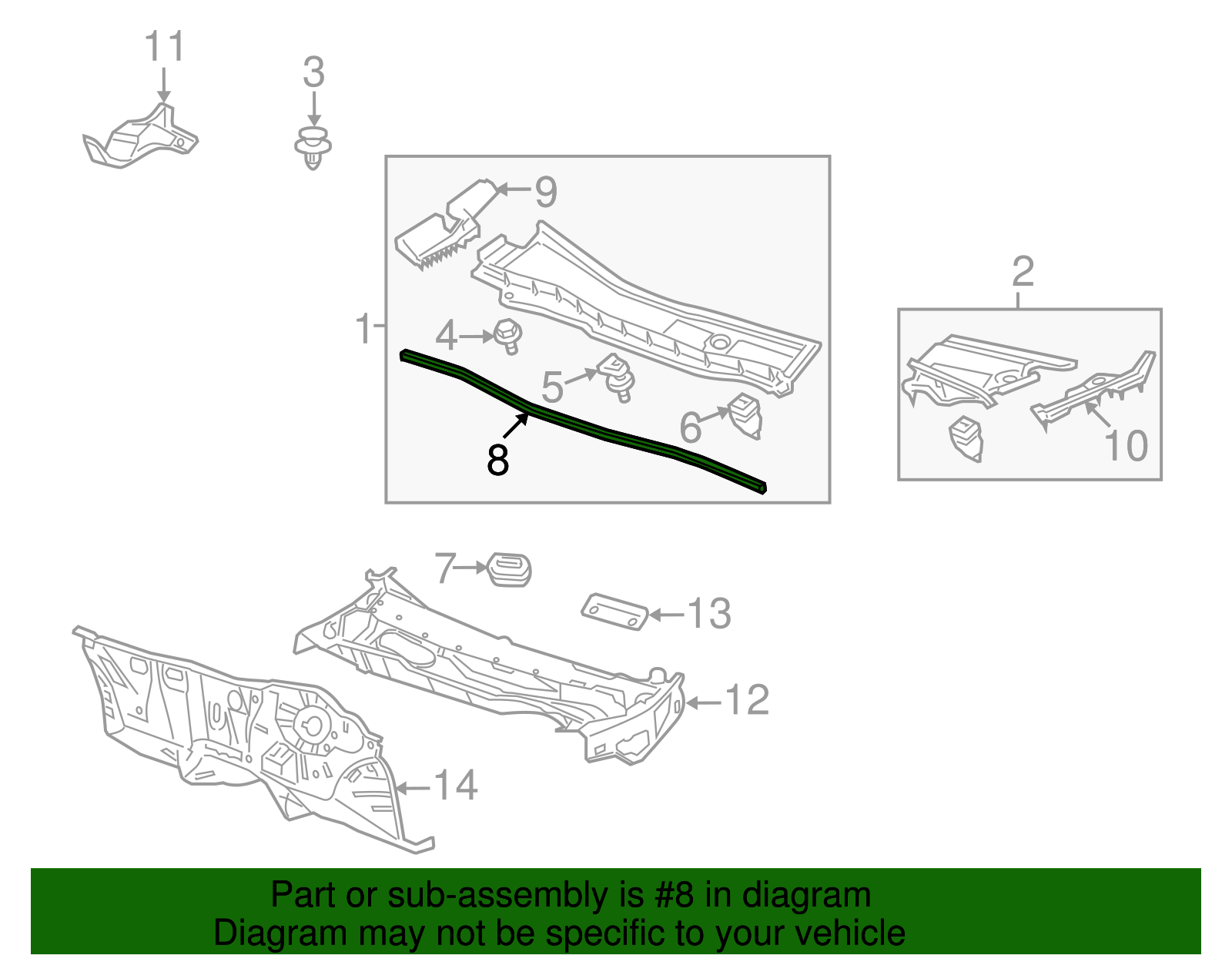 74143-TA0-A00 - Rubber Rear Hood Seal - 2008-2015 Honda | Conicelli ...