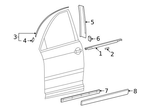 Exterior Trim - Front Door for 2006 Volkswagen Phaeton #0