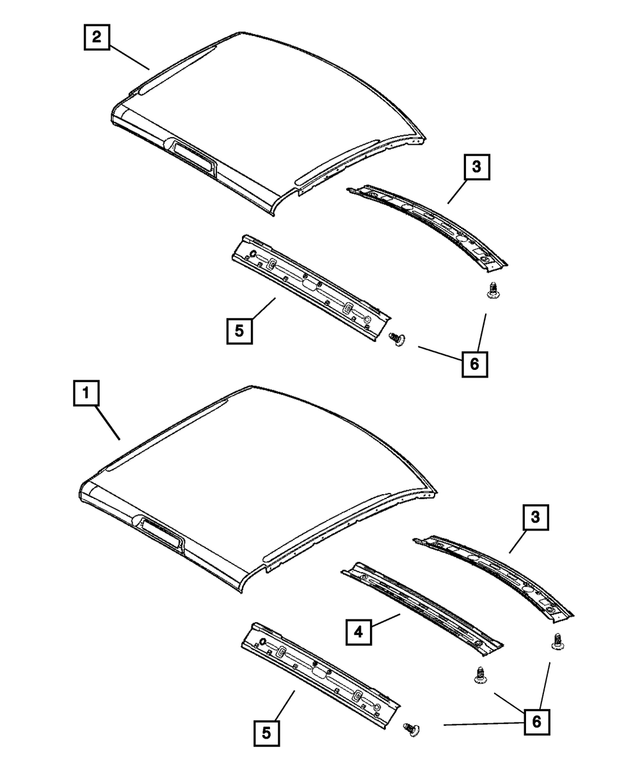 55275801AA - Body Sheet Metal Except Doors: Roof Front Header for Mopar Image