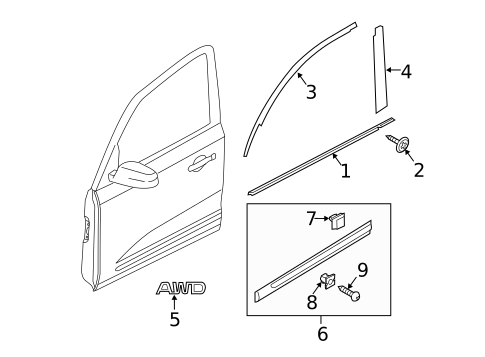 Exterior Trim - Front Door for 2015 Kia Sorento #0