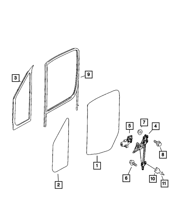 68010106AA - Doors and Related Parts: Front Door Vent Glass, Right for Mopar Image