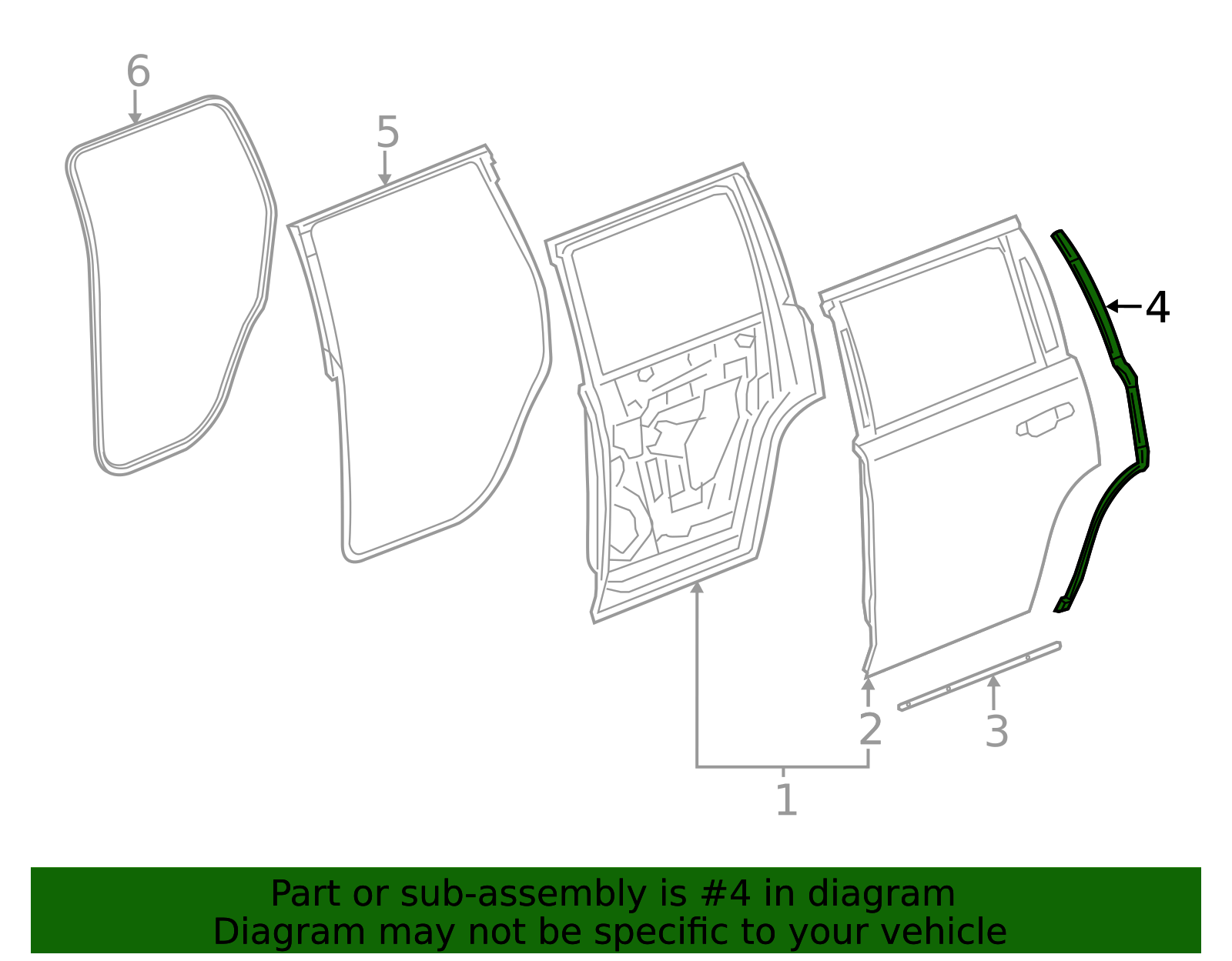 2015-2020 GM Rear Driver Side Door Rear Auxiliary Weatherstrip 23455369 ...