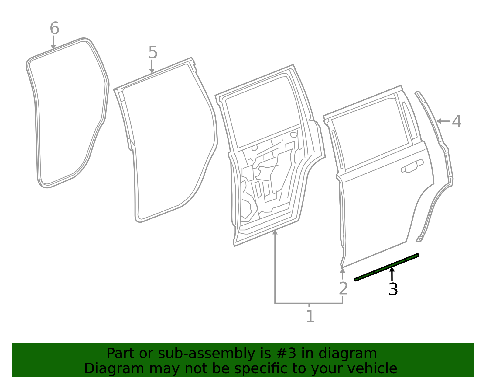 2015-2020 GM Passenger Side Rear Door Lower Auxiliary Weatherstrip ...