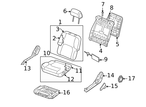 Driver Seat Components for 2007 Nissan Xterra #0