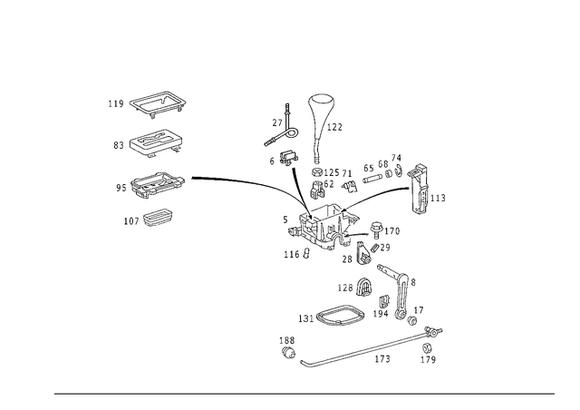 1292600394 - Gearshift Mechanism: Bearing Bracket for Mercedes-Benz: 300SL, 500E Image image