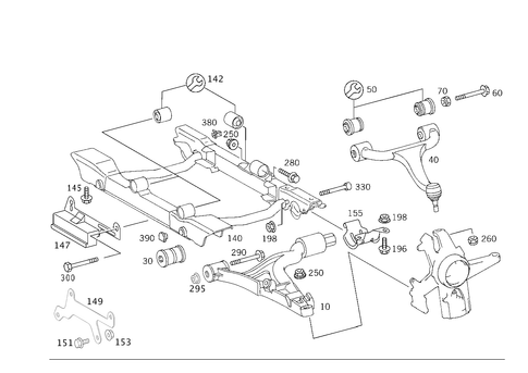 Transverse Control Arm, Torosion Bar and Front Subframe for 2002 Mercedes-Benz ML55 AMG #1