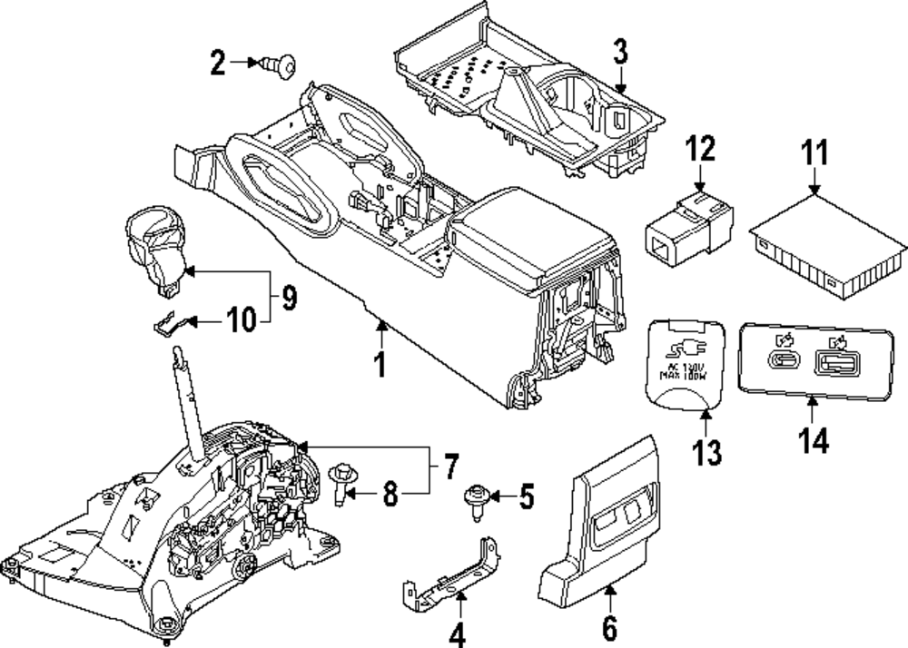 96910-9BW2A - Center Console 2024 Nissan Frontier | Nissan
