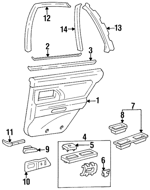 Interior Trim - Rear Door for 1995 Oldsmobile 98 #0