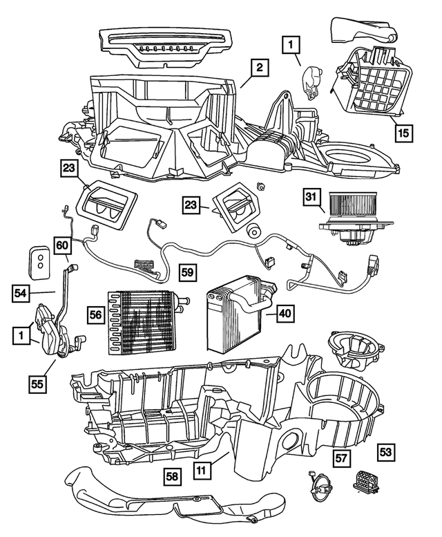 5019690AA - Air Conditioning &amp; Heater: Evaporater Upper Housing for Mopar Image image