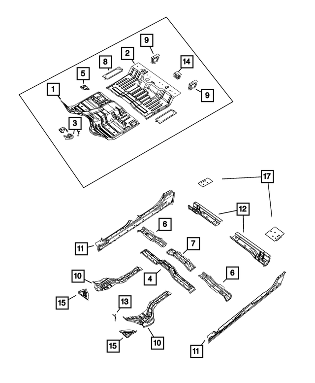 68437327AB - Body Sheet Metal Except Doors: Front Seat Retention Cross-Member, Left for Mopar Image