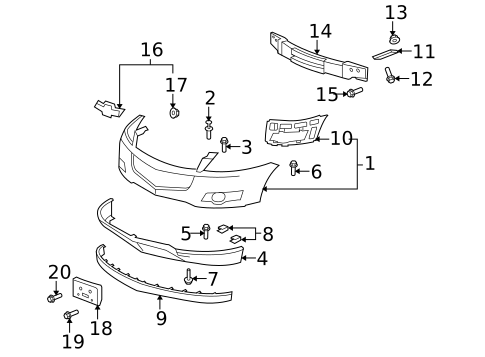 Bumper & Components - Front for 2011 Chevrolet Traverse #0