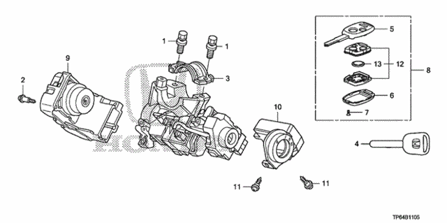 Key Cylinder Components (1) for 2012 Honda Crosstour #0