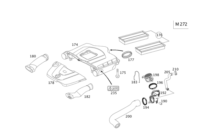 2730901201 - Chassis Sheet Metal/Air Intake: Damping Air Filter for Mercedes-Benz: C230, C280, C300, C350, CLK350, SLK280, SLK300 Image image