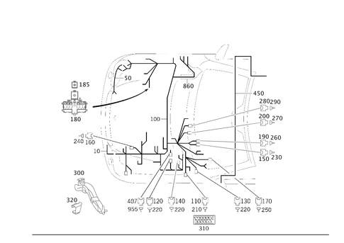 Engine Cable Harness, Body Mounted for 2005 Mercedes-Benz CLK55 AMG #0
